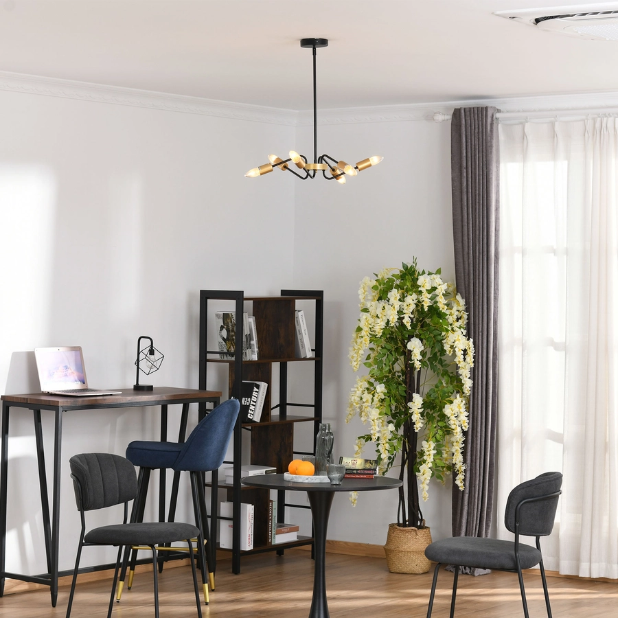 HOMCOM Hängeleuchte im Industrie-Design Schwarz, Gold