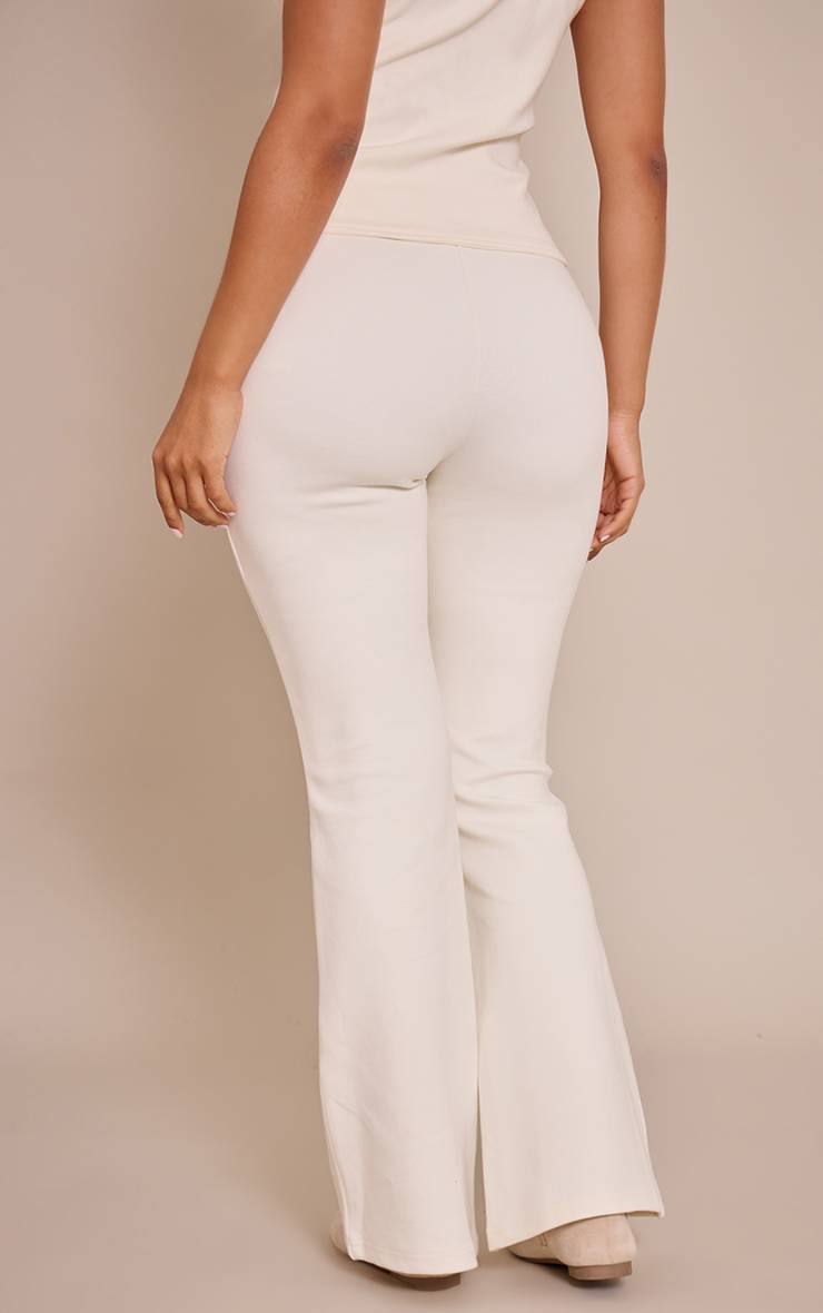Crème Pantalon Évasé Petite Avec Détail De Couture Entrelacée