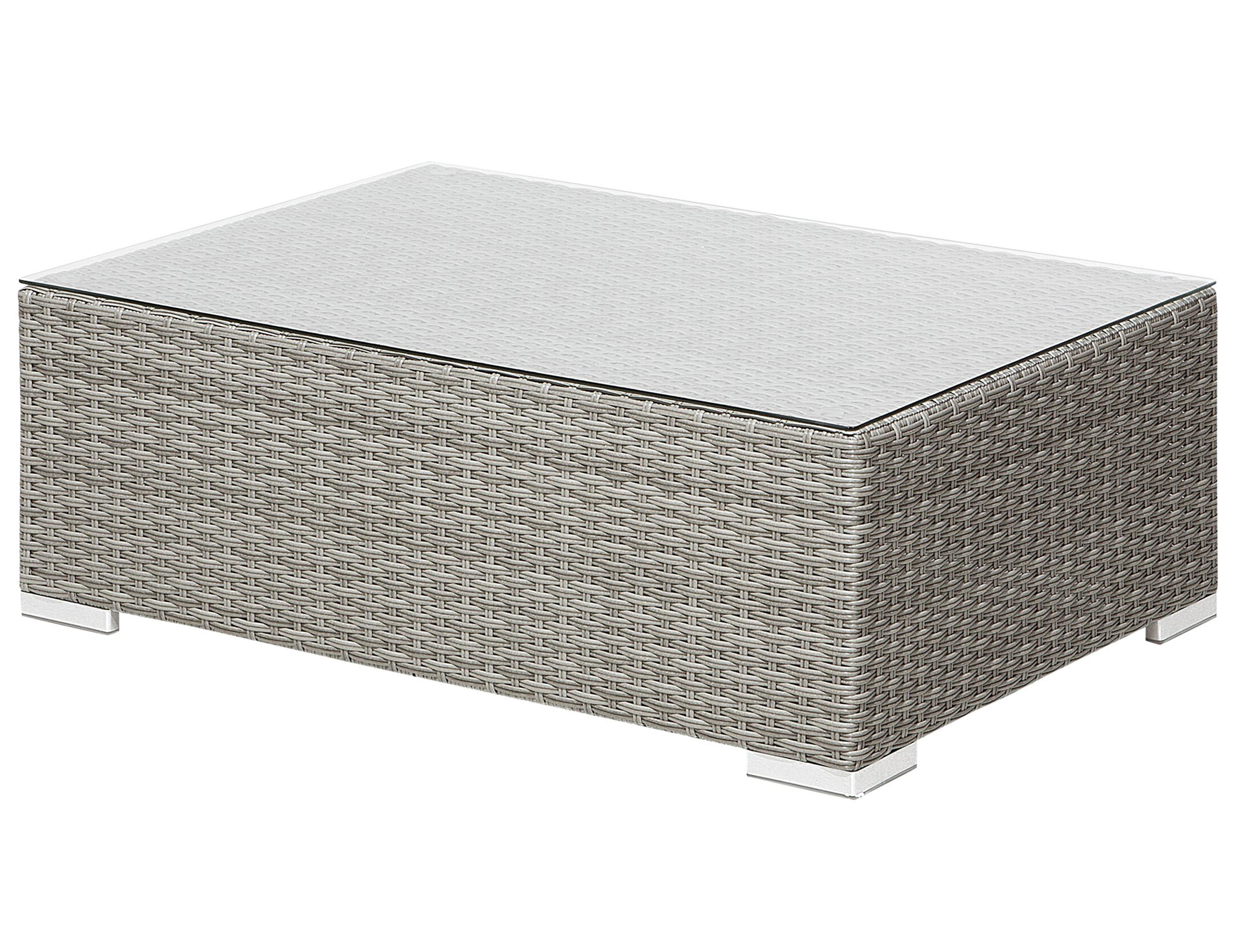 Loungeset met tafel 8-zits XXL rechtszijdig modulair PE rotan Grijs