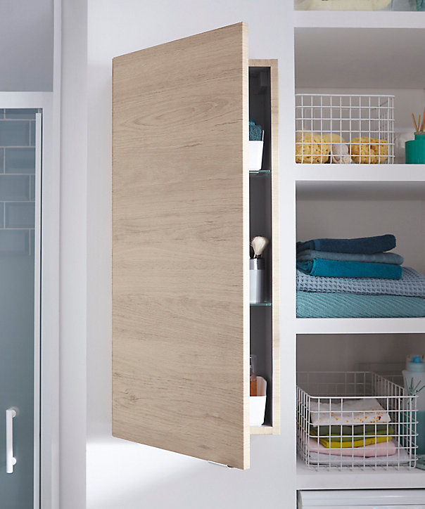 Armoire de salle de bains faible profondeur GoodHome Imandra bois chêne L.40 x H.90 x P.15 cm
