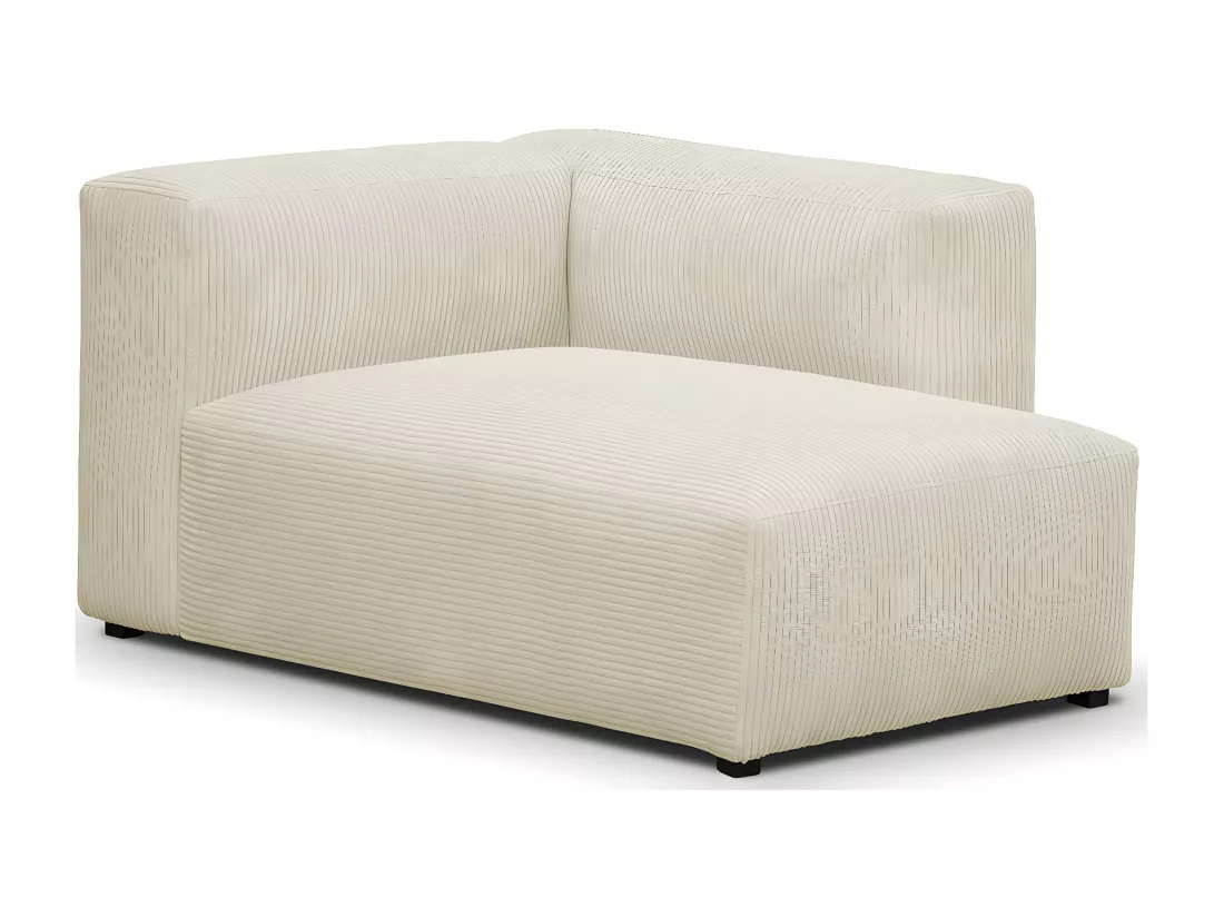 Méridienne d'angle à droite modulable en velours côtelé beige - Modulo