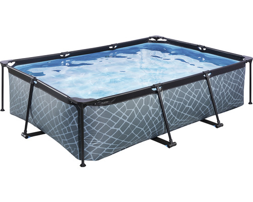 EXIT StonePool rechthoekige opzetzwembadset 300x200x65 cm inclusief patroonfiltersysteem, steenlook