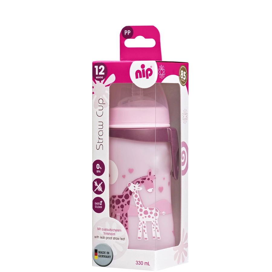 nip® Strohhalmbecher Straw Cup Girl, 330 ml Giraffen
