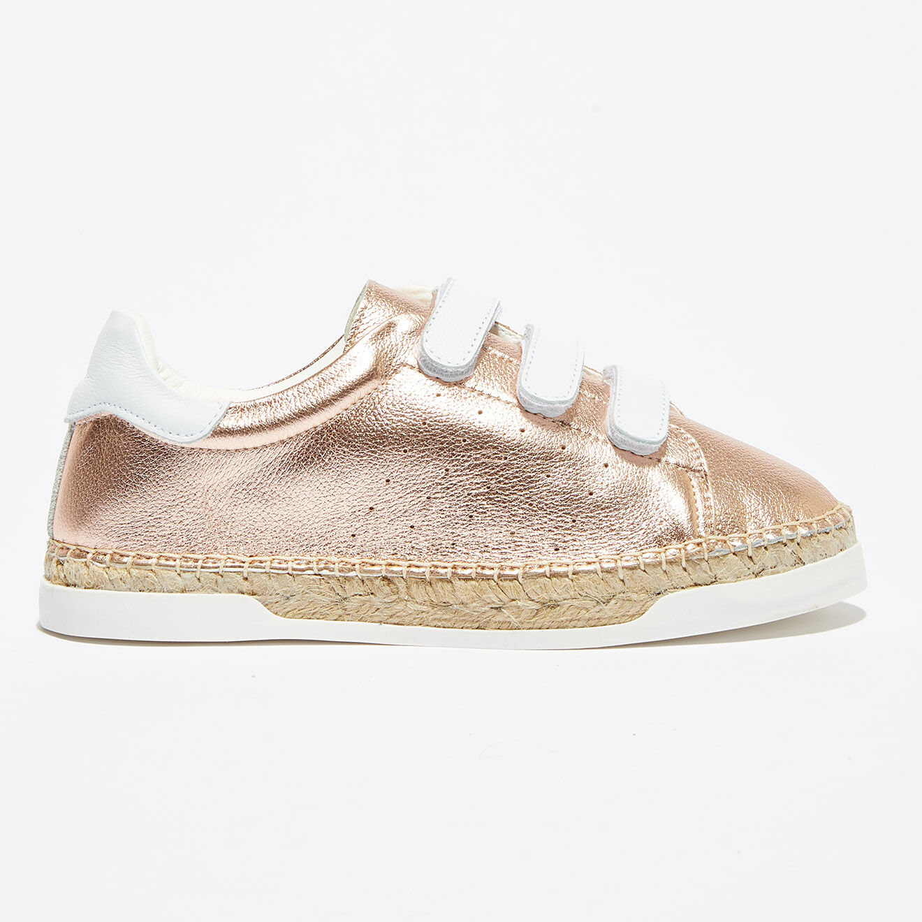 Canal Saint Martin Basket espadrilles en Cuir Lancry Scratch rose doré/blanc