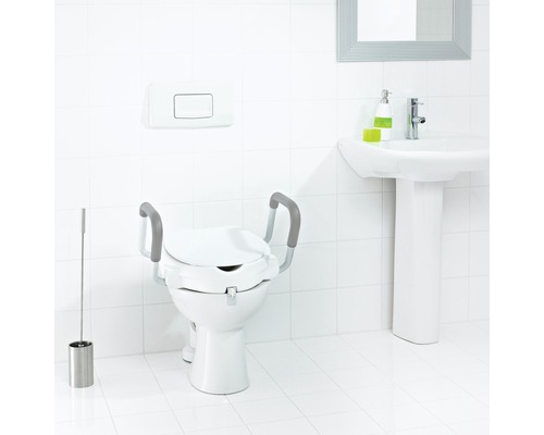 Toiletverhoger met deksel en sta-op-hulp, wit