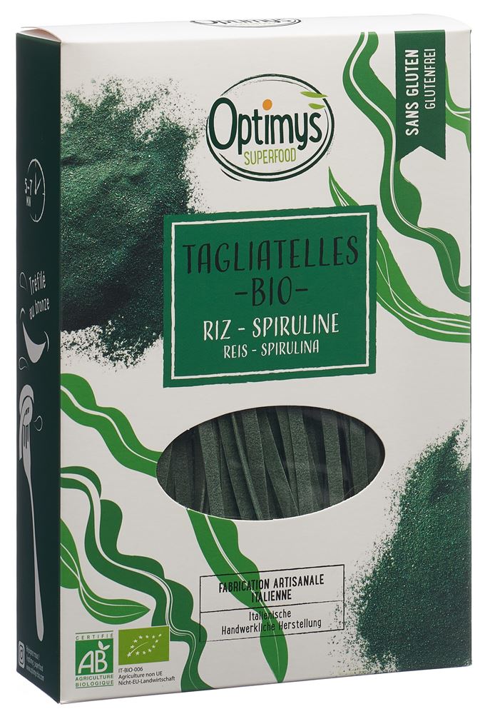 OPTIMYS Tagliatelle Spirulina<br>250 g, Bio glutenfrei