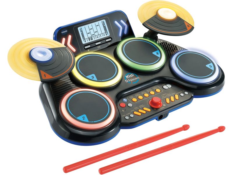Vtech Musikspielzeug Kidi DJ Drums -DE- Elektronisches Schlagzeug mit coolen Leuchteffekten und realistischen Schlagzeuggeräuschen
