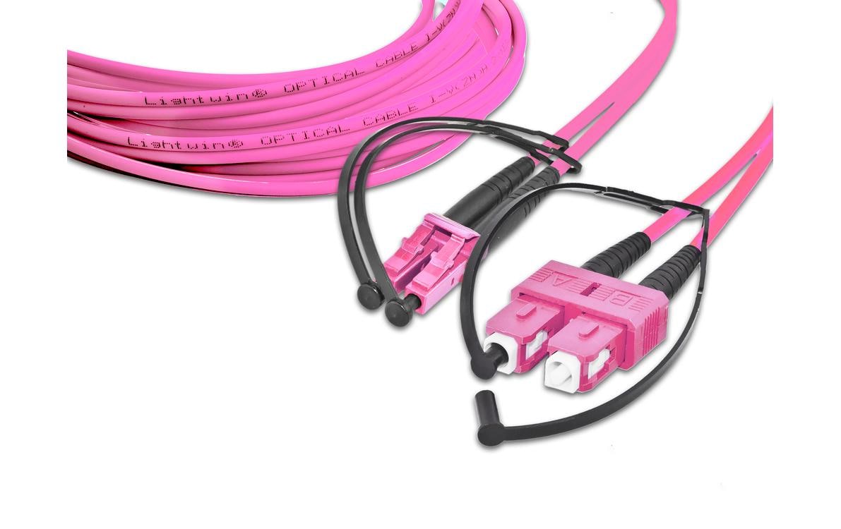 LWL-Patchkabel Multimode LC – SC, OM4, Duplex, 20 mLightwin LC-SC, Multimode, OM4, 20m High Quality LWL-Patchkabel inkl. Seriennummer und Messprotokoll