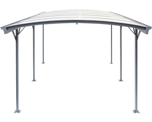 Enkele carport WESTMANN ronde boog 6 mm dubbelwandige polycarbonaatplaten 15 m² incl. regengoot 300 x 505 cm antraciet