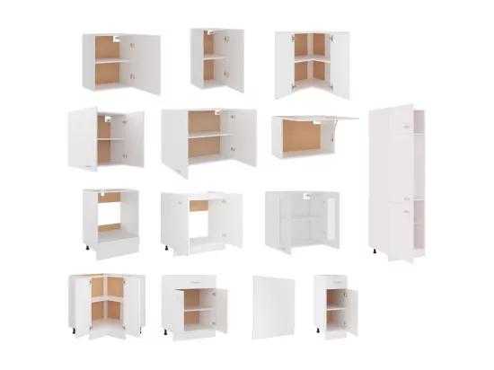 Ensemble de meubles de cuisine 14 pcs Blanc Aggloméré