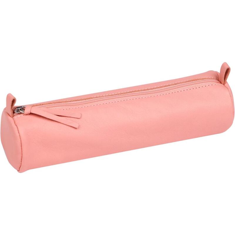 CUIR TEINTE Trousse ronde Ø5,5x22 cm - Assortiment pastel