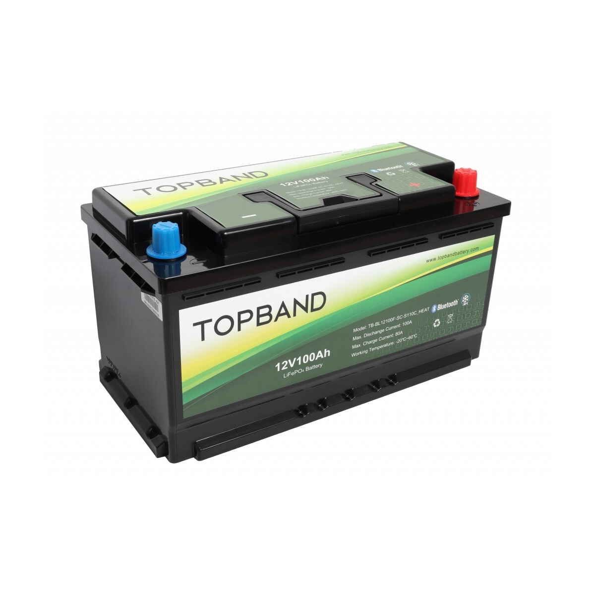 TOPBAND Lithium HEAT PRO - 12V 100AH - 100A BMS - BOBIL - Bluetooth og Varme (TOP-HEAT-RV)
