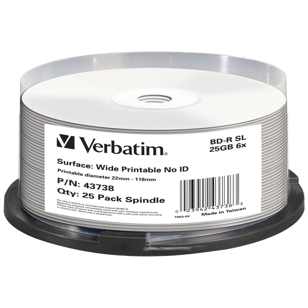 Verbatim BD-R, 6x, 25GB/200min, 25pack spindel, print, Hard Coat, MABL