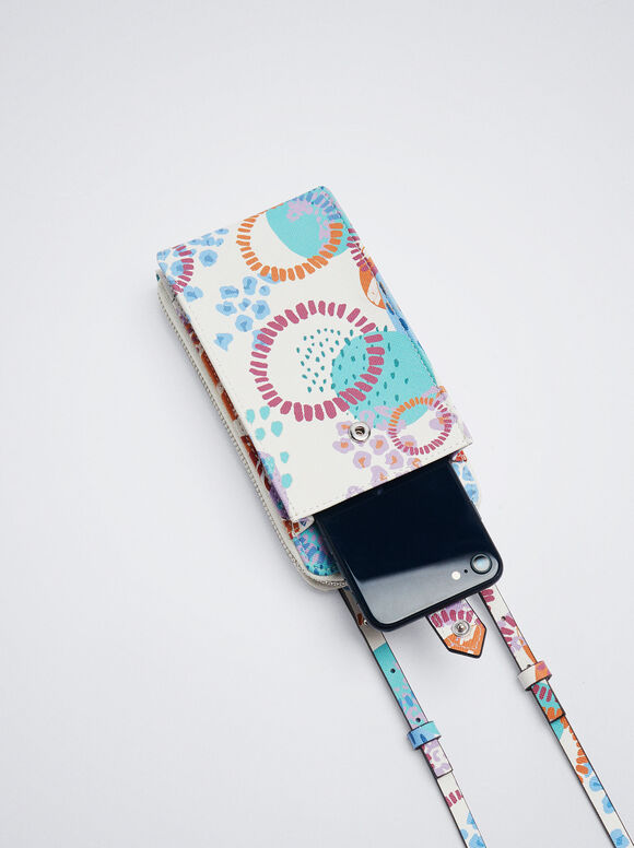 Bolsa para celular estampada - Branco-creme