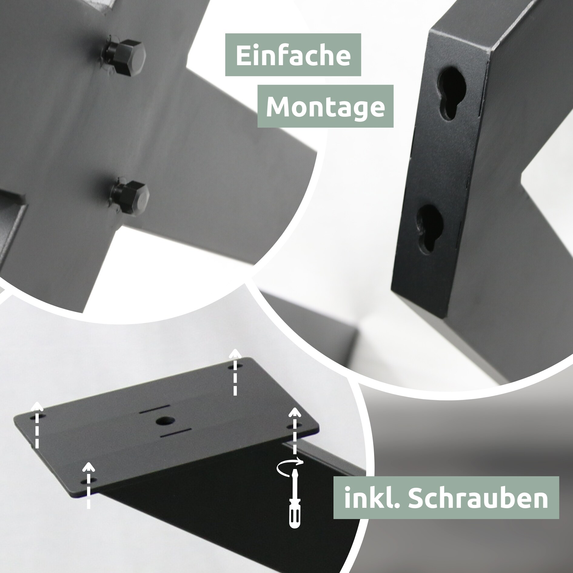 holz4home® Hora Spider Round Tischgestell Mittelfuß metall schwarz
