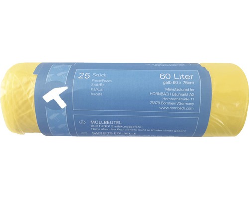 Extra gele vuilniszakken 60 L, verpakking van 25