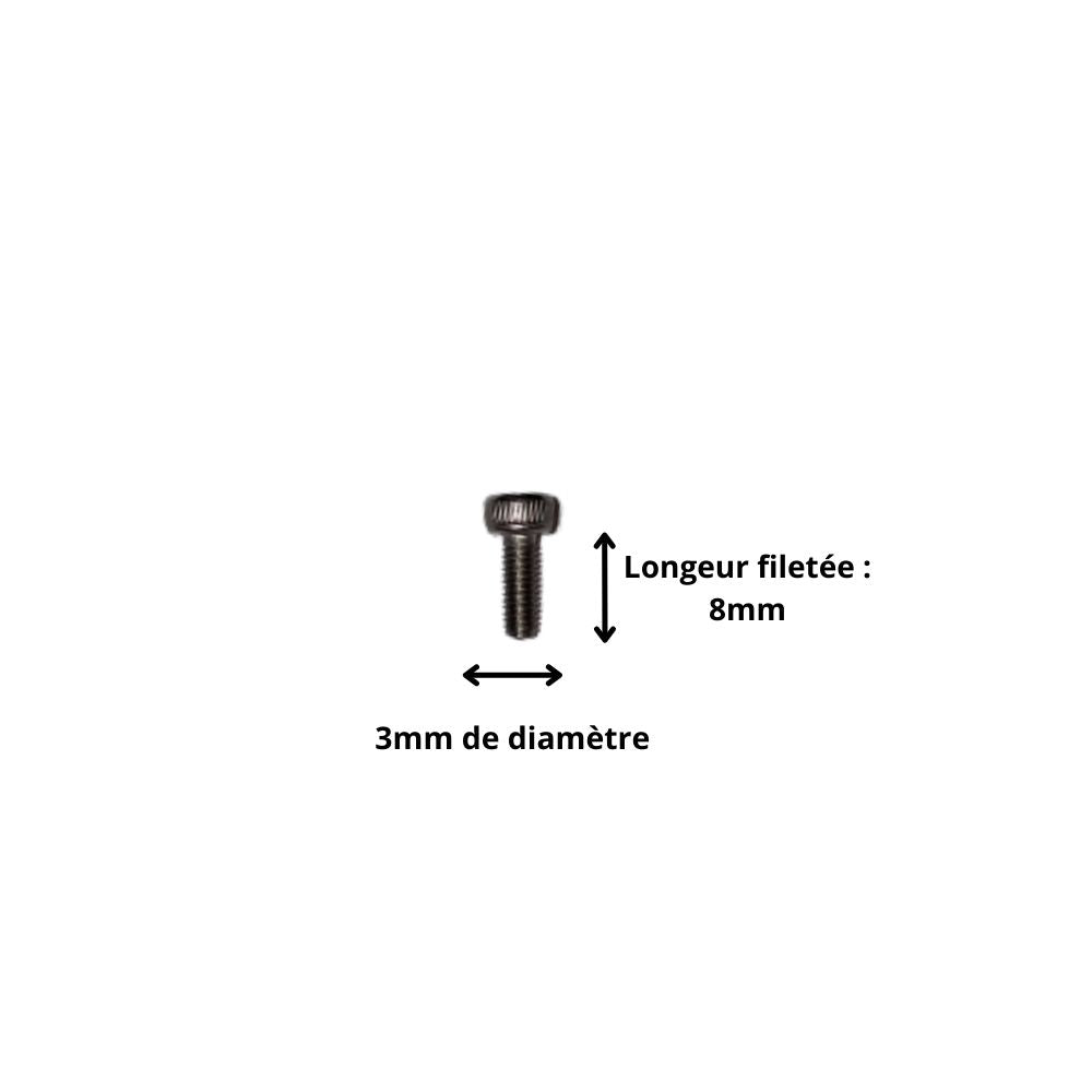 Vis M3x8 à Tête Cylindrique et Empreinte Allen (Pack de 10)