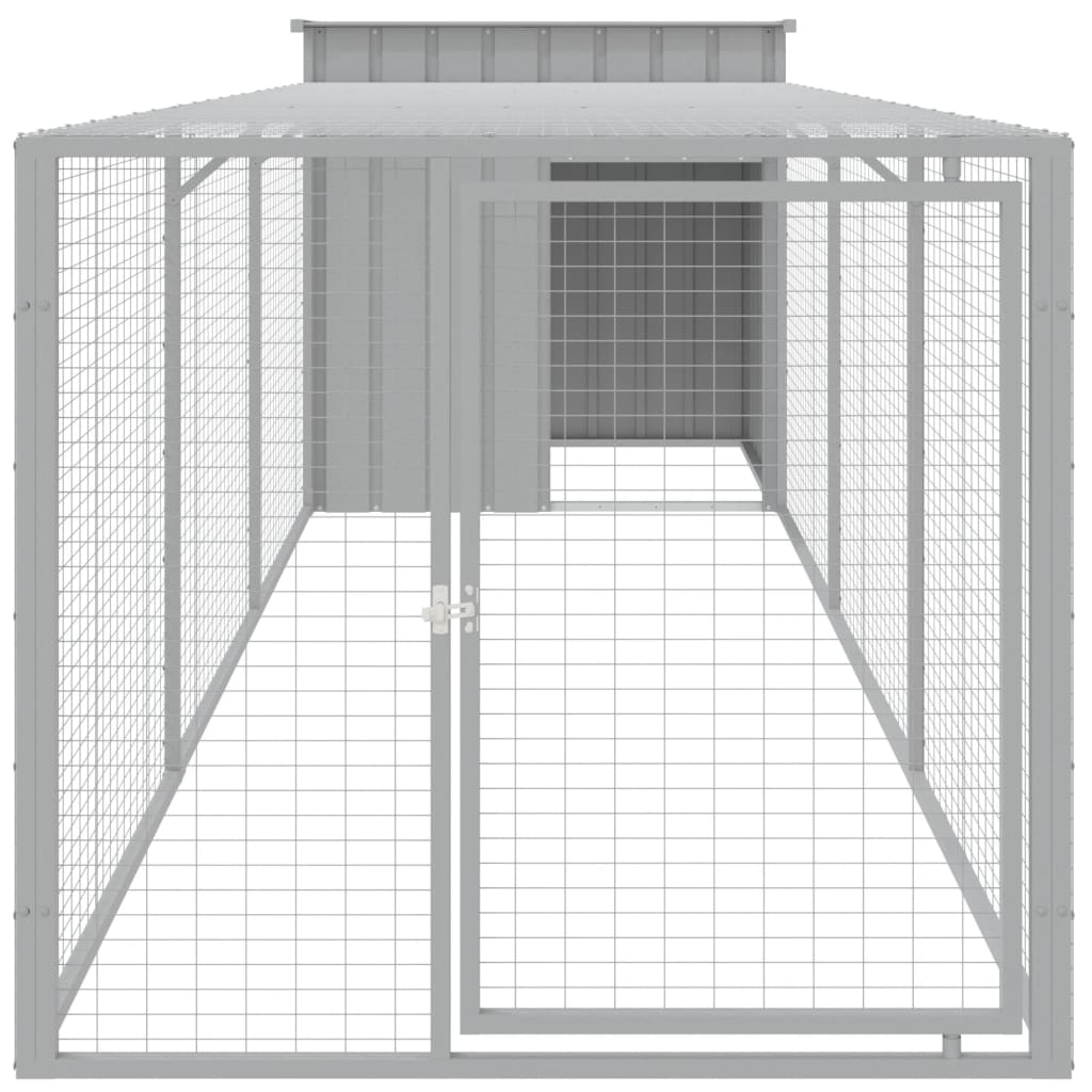 Galinheiro vidaXL com área externa, aço galvanizado, cinza claro, 110x201x110cm