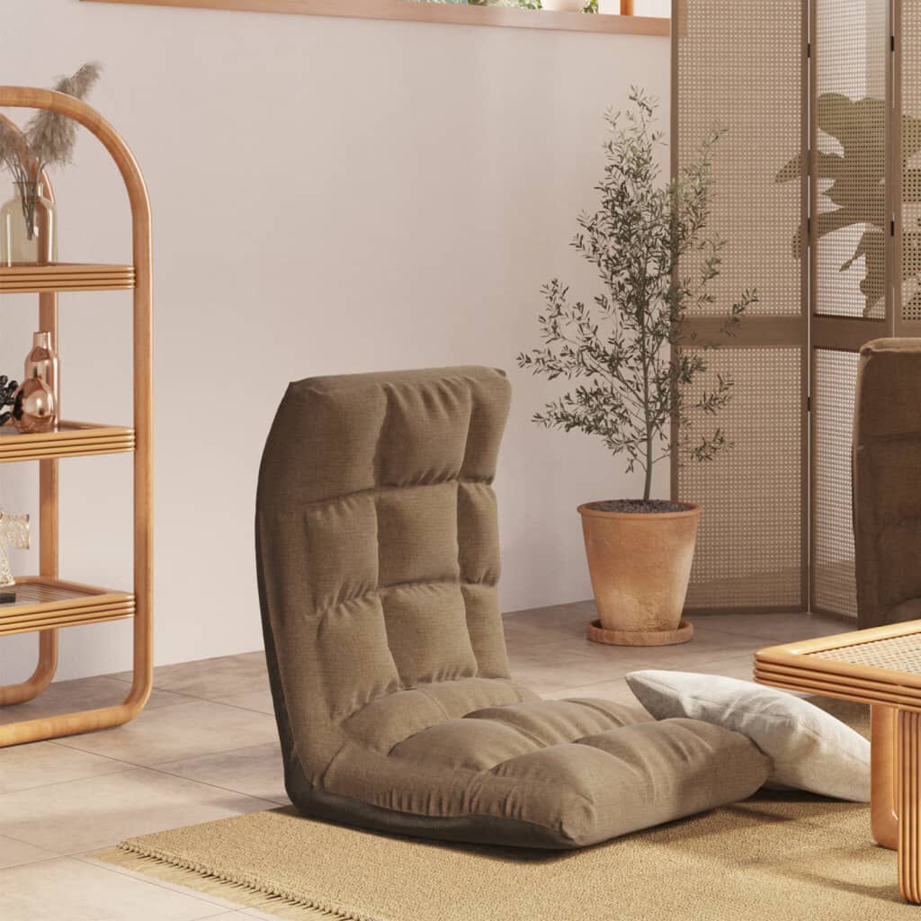 vidaXL Opvouwbare vloerstoel, taupe, stoffen bekleding