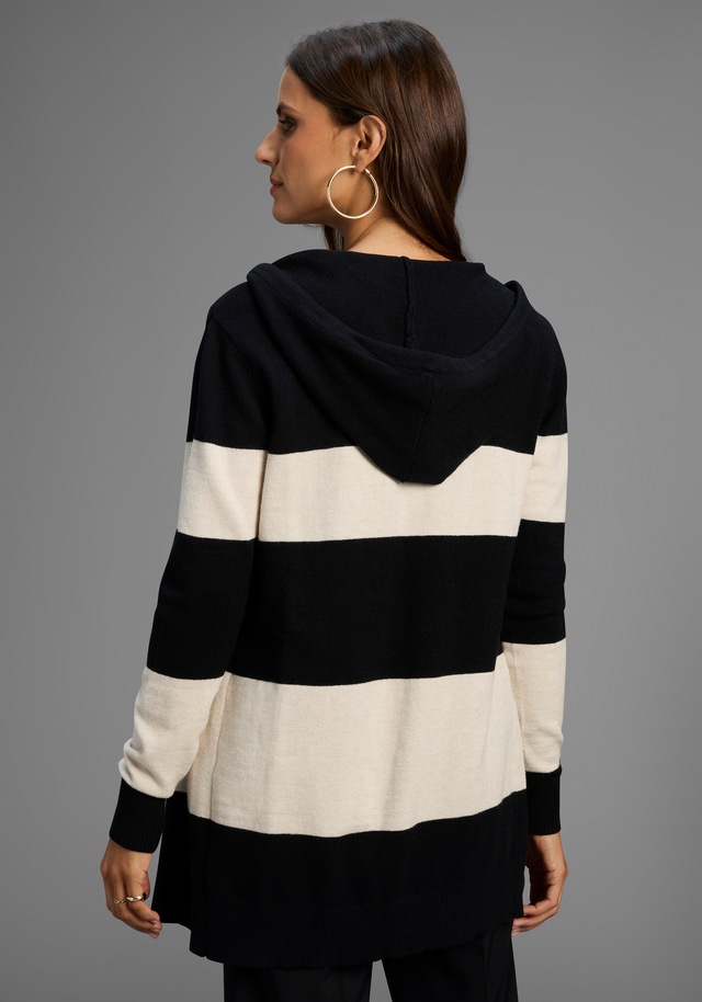 Laura Scott Kapuzenstrickjacke Winterstrick mit Streifen und Glitzerdetails - NEUE KOLLEKTION