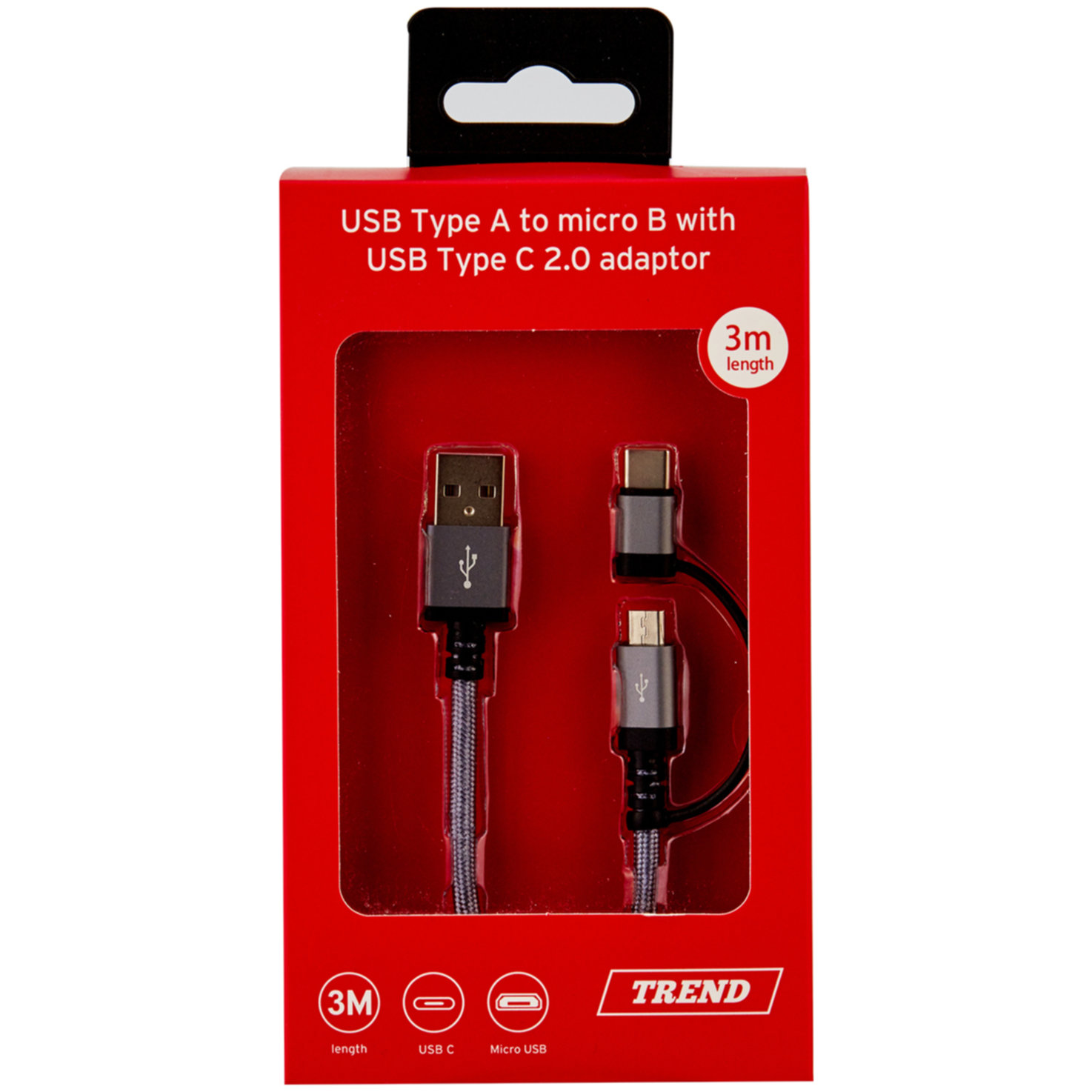 Trend Ladekabel Combo USB C & micro 3m