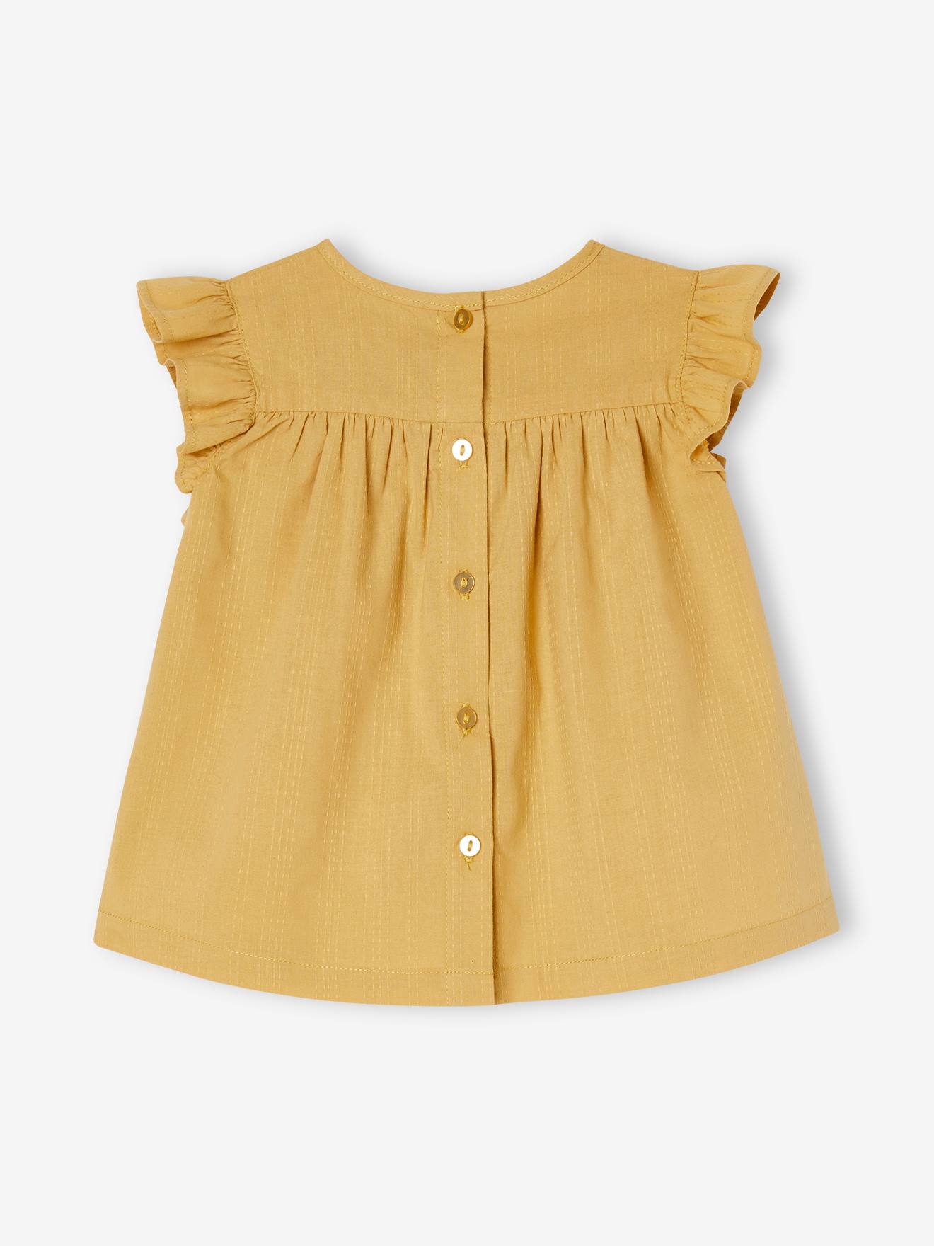 Blusa infantil amarela clara com babados