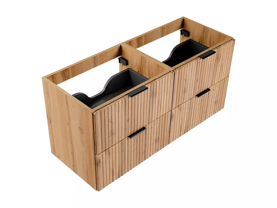 Meuble sous vasque suspendu strié - Naturel clair - L120 cm - ZEVARA