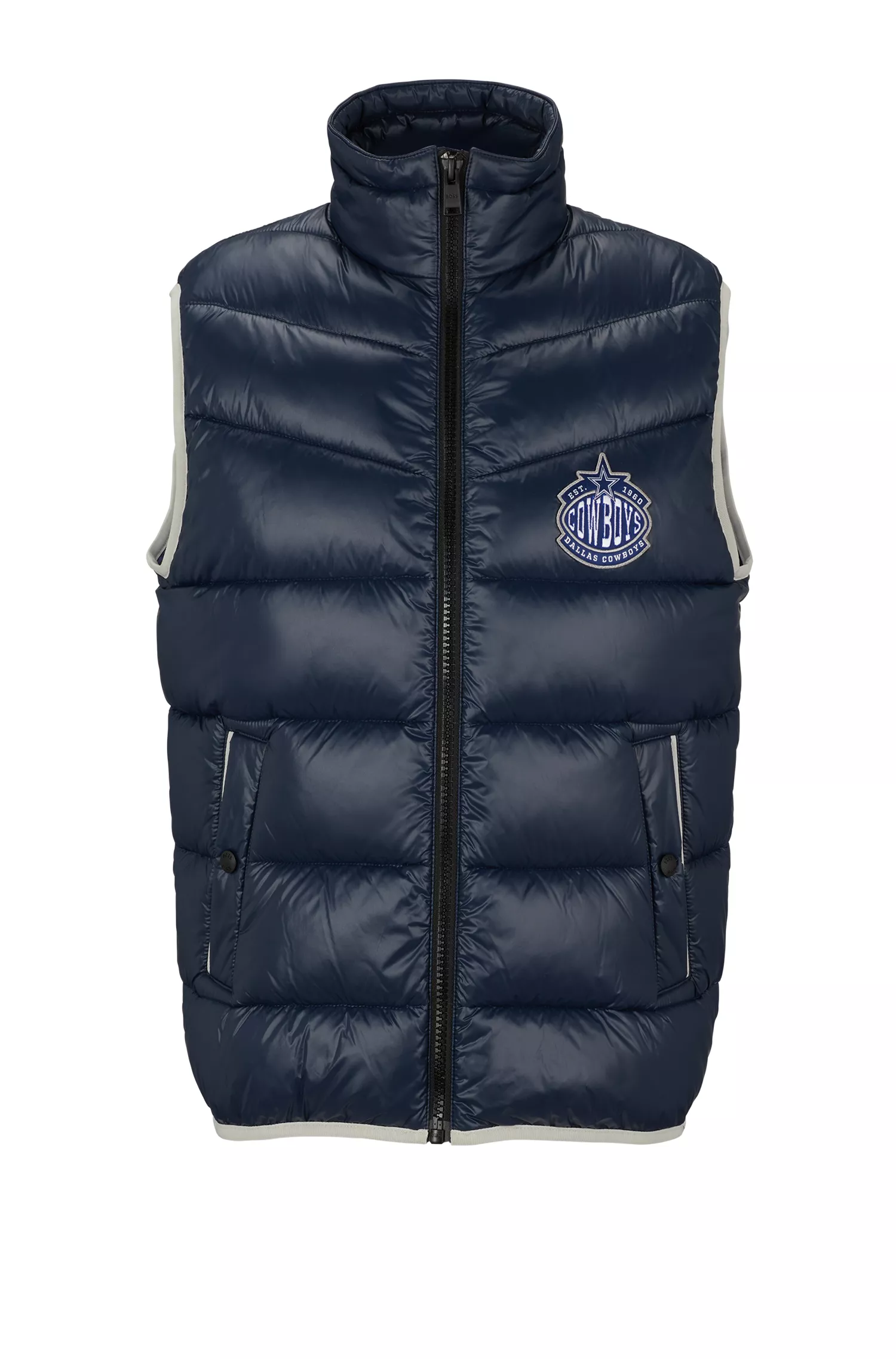 Colete acolchoado impermeável BOSS Orange-BOSS x NFL com estampa da colaboração.