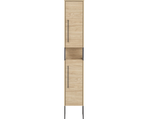 Hoge kast van Möbelpartner Limone, afmetingen (B x H x D): 30,4 x 183,4 x 33,1 cm, frontkleur: licht eiken