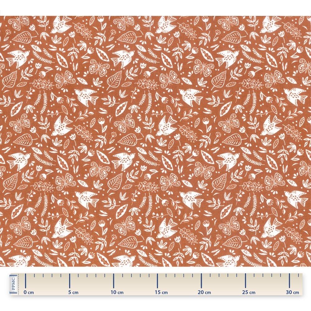Coupon Tissu 1 M Papillon Terracotta Ex1096