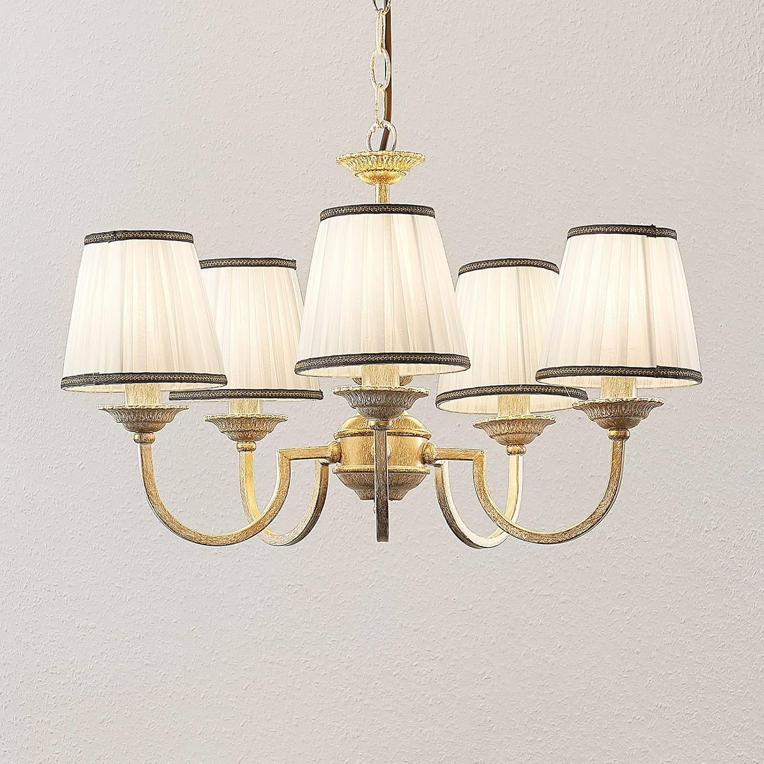 Lindby Kronleuchter Lumiel (Landhaus, Vintage Rustikal) in Bronze aus Textil (5 flammig E14) - Pendelleuchte Hängelampe Lüster Lampe Deckenleuchte Deckenlampe Wohnzimmerleuchte