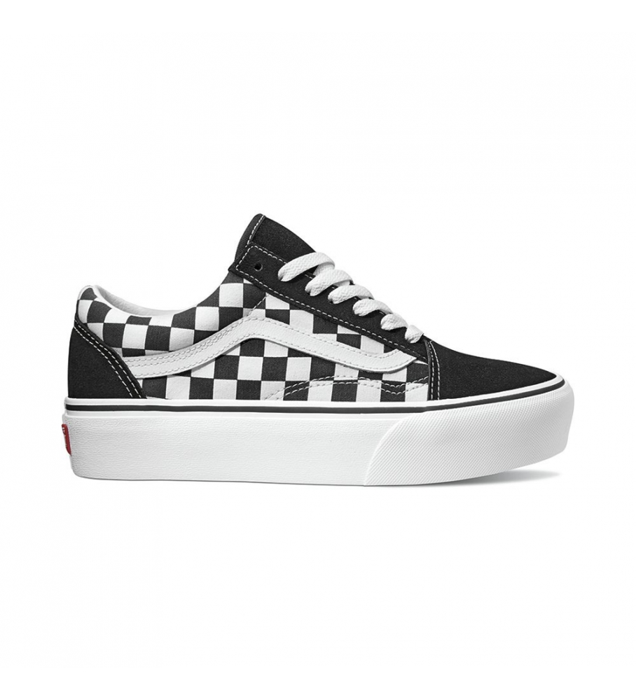 Tênis Vans Old Skool Platform com estampa xadrez preta