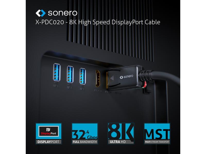 sonero Kabel 8K Displayport 1.4 Stecker <-> Stecker, 8K/60H 8K High Speed DisplayPort Kabel