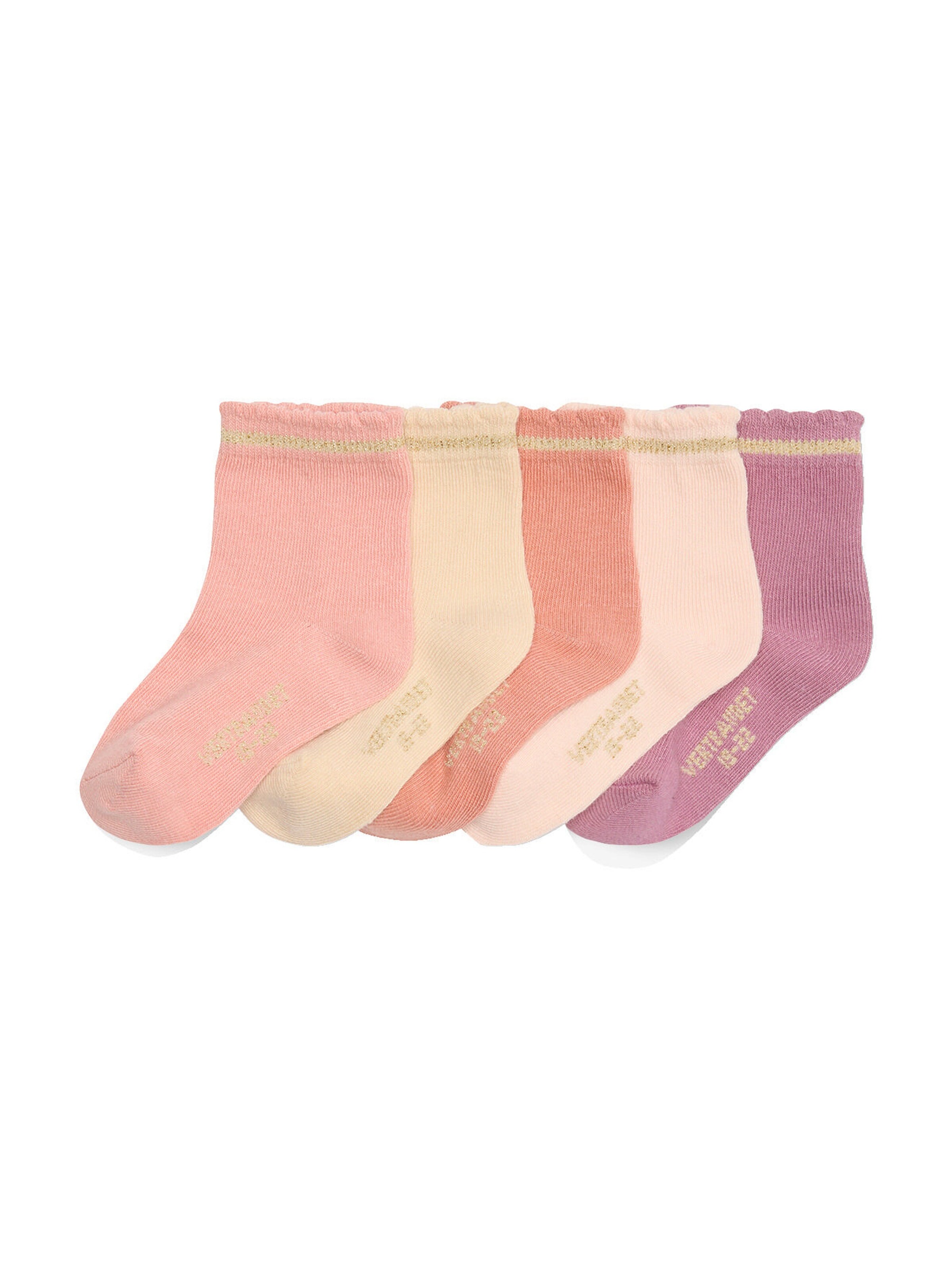 Vertbaudet 5er-Pack Mädchen Baby Glitzersocken BASICS pudrig rosa