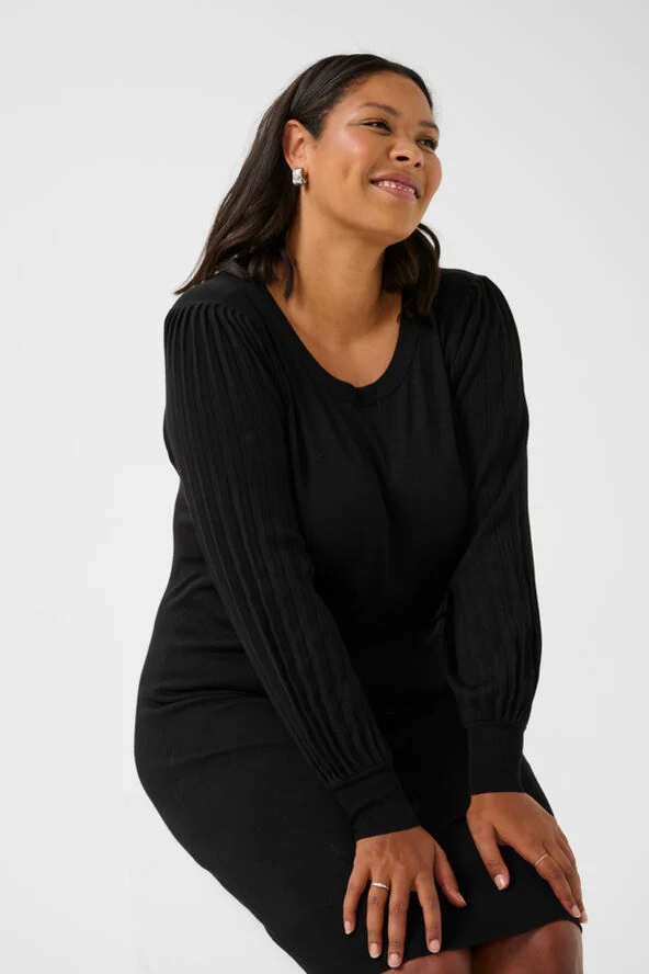 Kaffe Curve KCloni Knit Dress Black deep