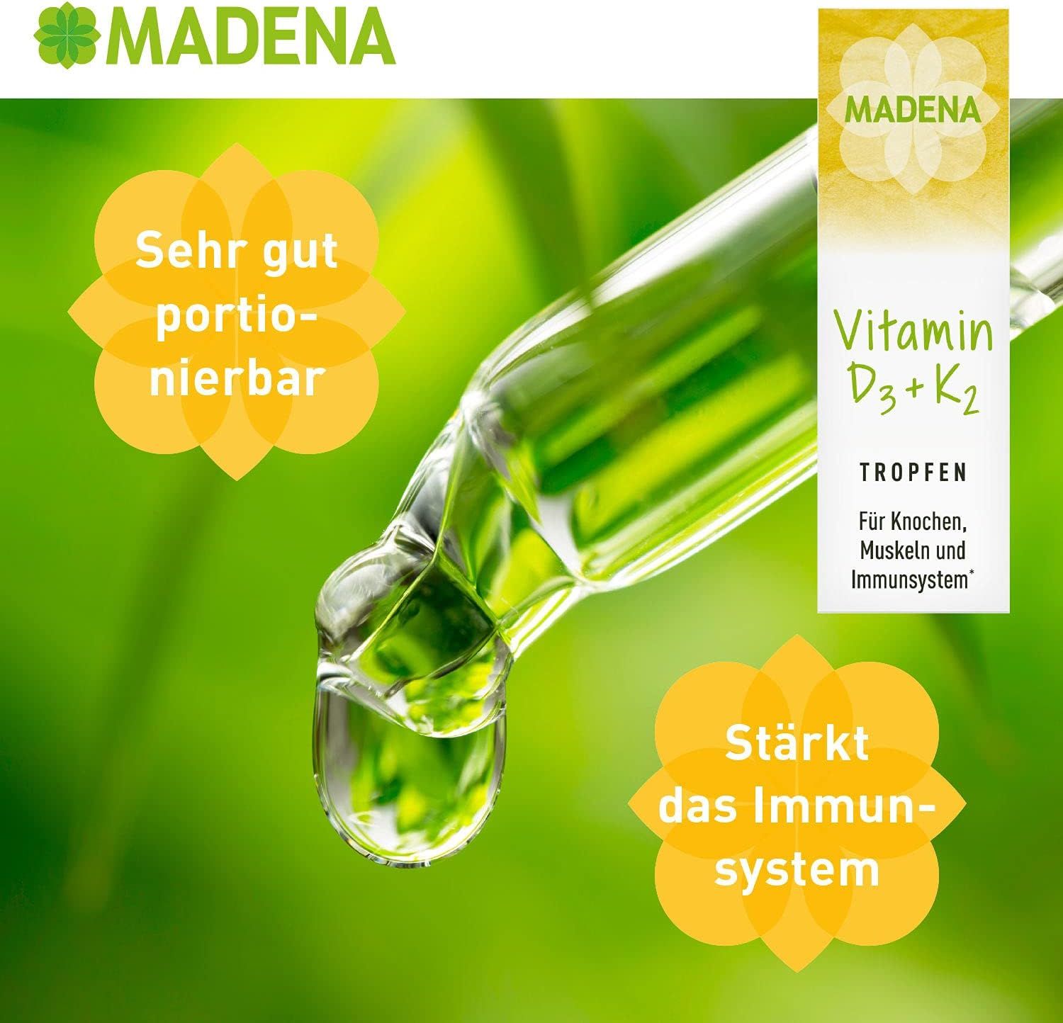 MADENA Vitamin D3 und K2 Menachinon all-trans MK-7