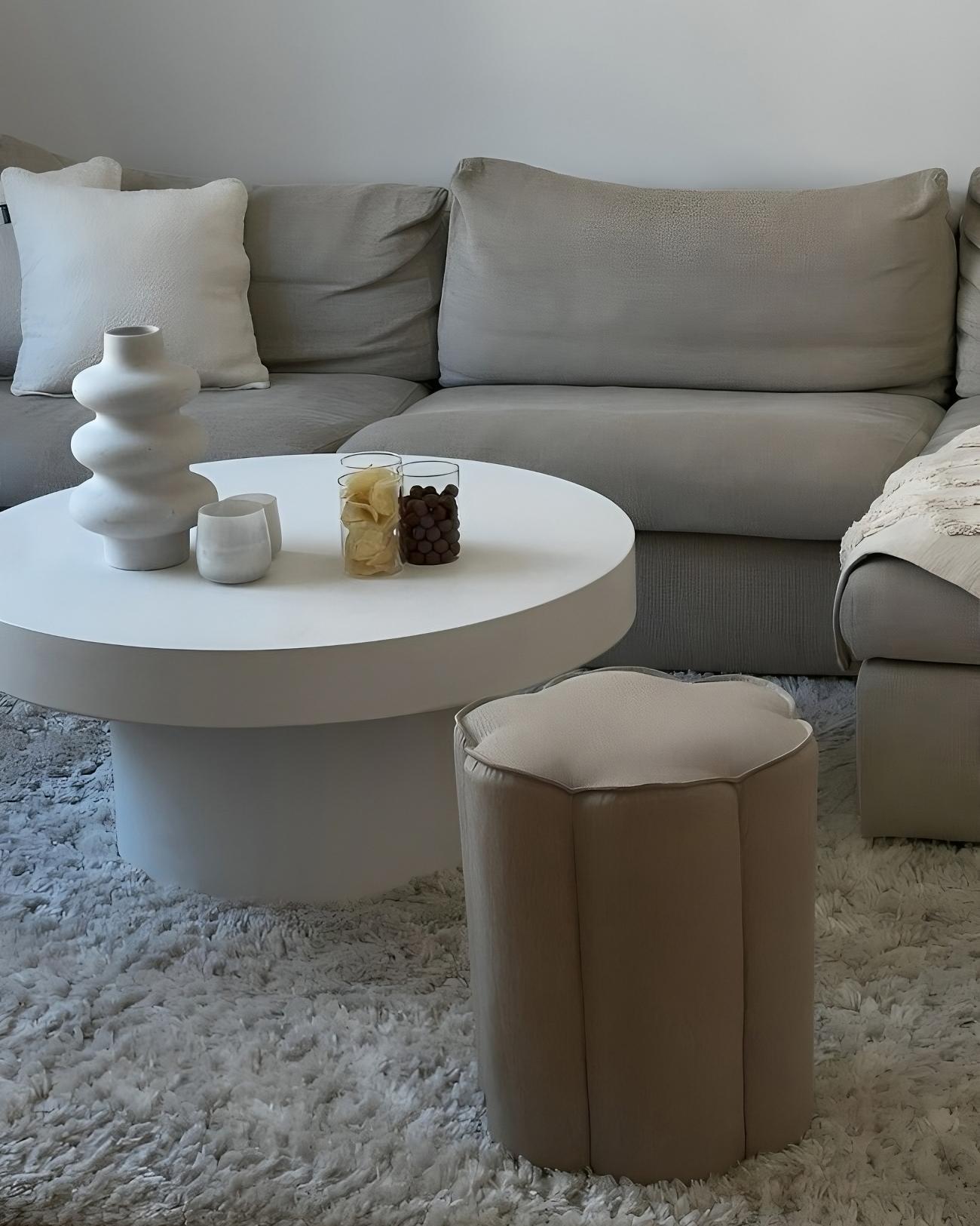 Poef TAPPEN Kunstlinnen Beige