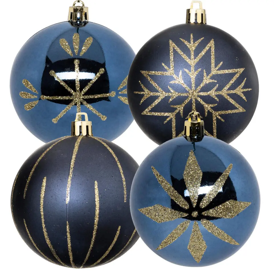 Feeric lights and christmas kunststof kerstballen- 8x- 8cm -blauw