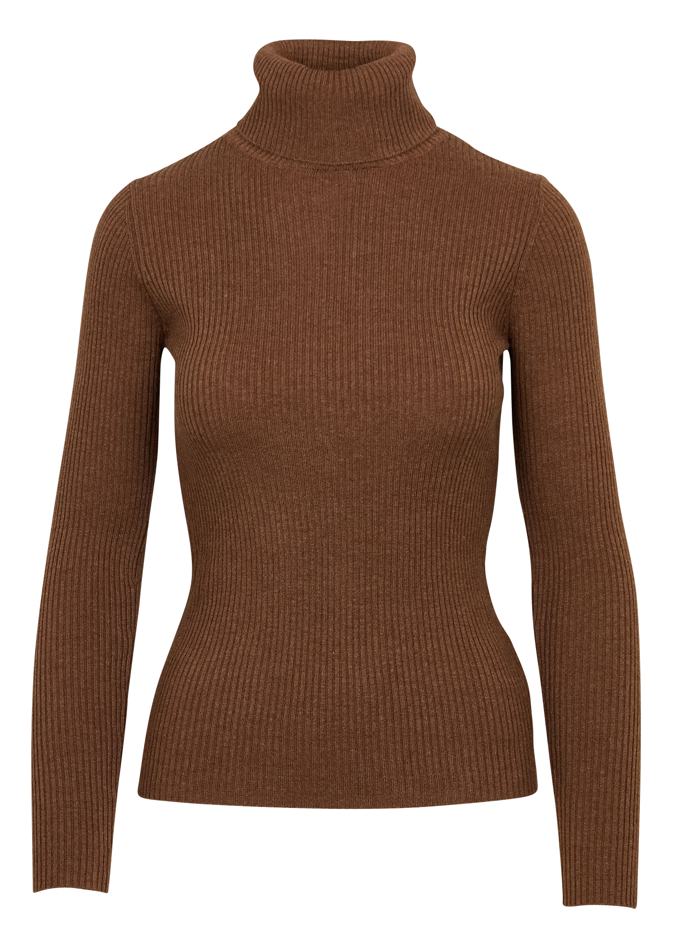 KLARK - Pull col roulé côtelé| Marron
