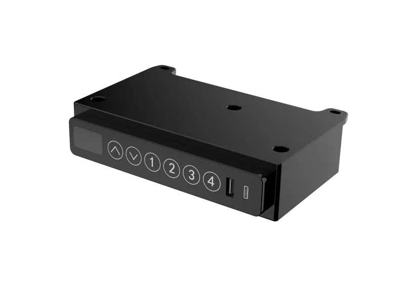 Activejet -skrivebord med elektrisk højdejustering 140x70 ET119W-C sort/valnød, Sort, Valnød, 45 kg, 725 - 1225 mm, Træ, Rektangulær form, Stål