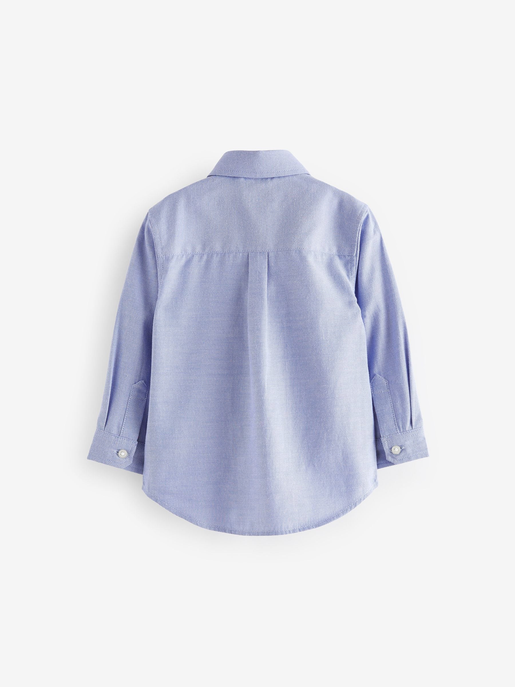 Blauw met figuurtjes - Oxford-overhemd met lange mouwen (3 mnd-7 jr)