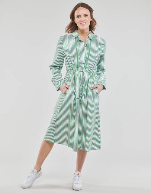 Tommy Hilfiger - ORG CO STRIPE MIDI SHIRT-DRESS - Blanc / Vert