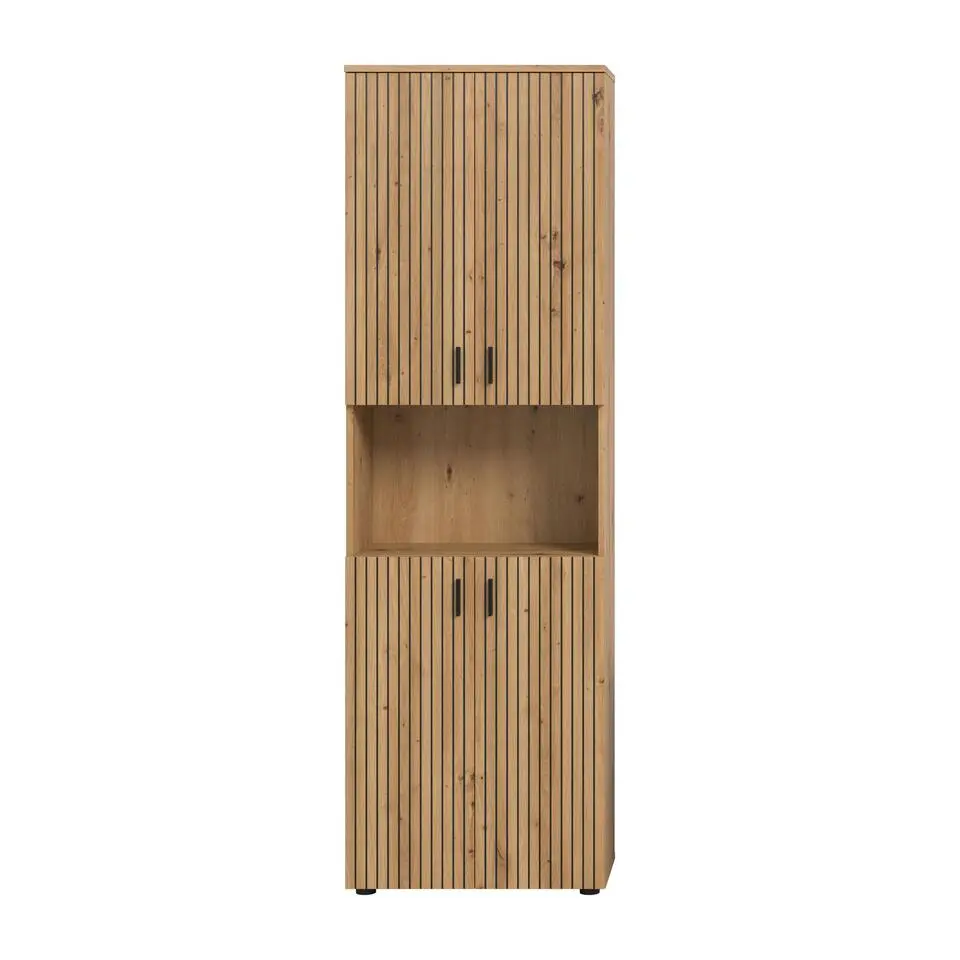 Hioshop Mone kolomkast 4 deuren- 1 plank eiken decor