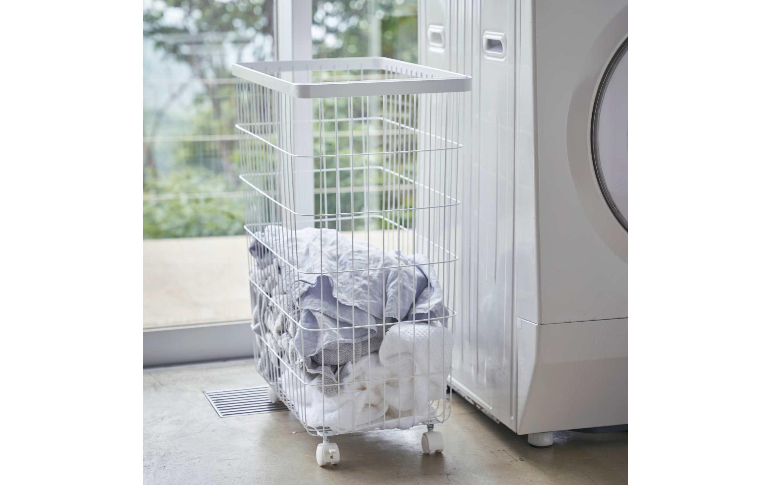 Wäschekorb Tower 50 l, Weiss<br>Wäschekorb mit Rollen