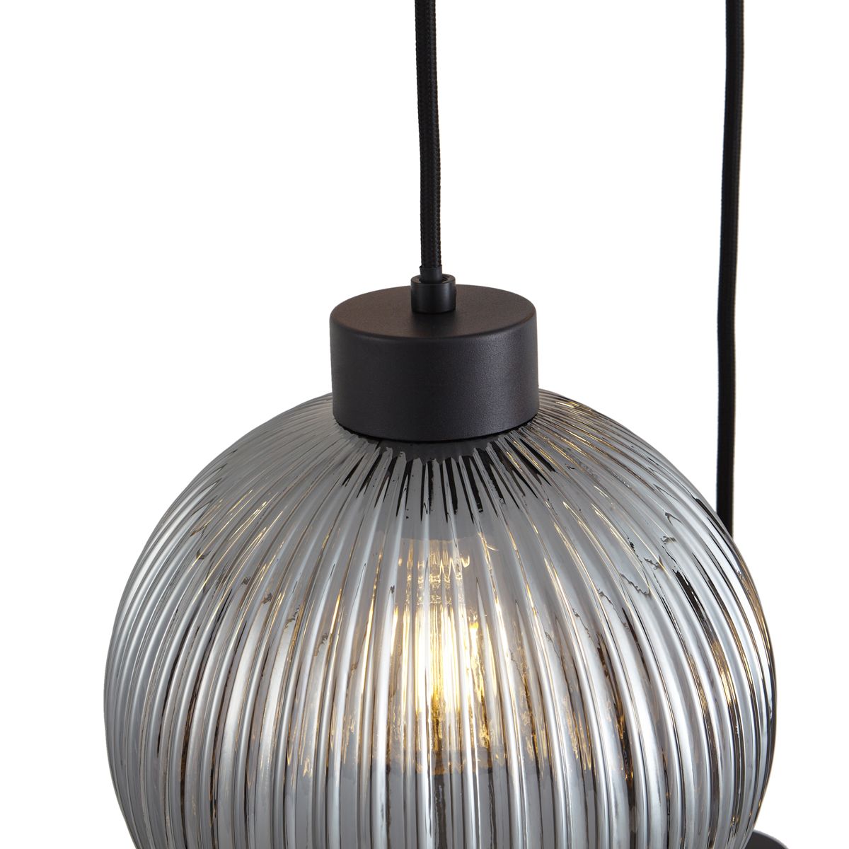 Design hanglamp zwart met smoke glas 5-lichts - Ana