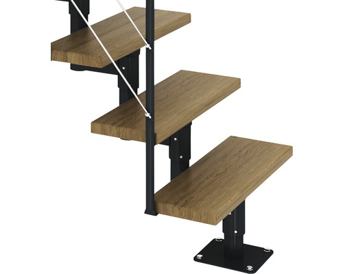 Pertura Hera Antraciet Middentrap, Recht, 73,5 cm, Eikenhouten Leuning, Gelakt, 11 Treden / 12 Stijgers