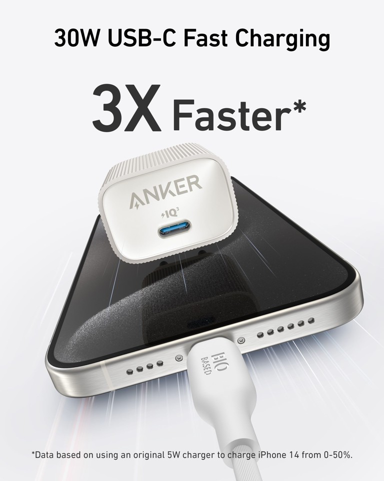 Anker - Nano - USB-C Ooplader (30W) - Hvid