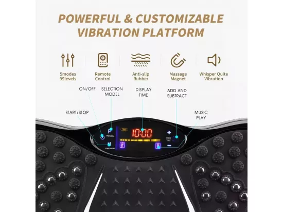 Plaques de vibration 220W, machine d'exercice de fitness à vibration, avec télécommande et 2 bandes de résistance, charge max150kg