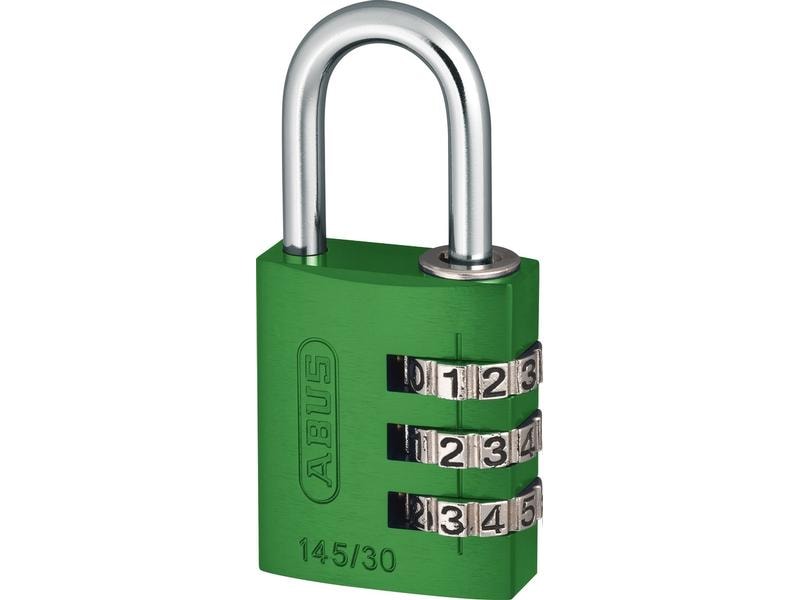 Abus Zahlenschloss 145/30 Lock-Tag Grün Aluminium Vorhangschloss mit einstellbarem Zahlencode