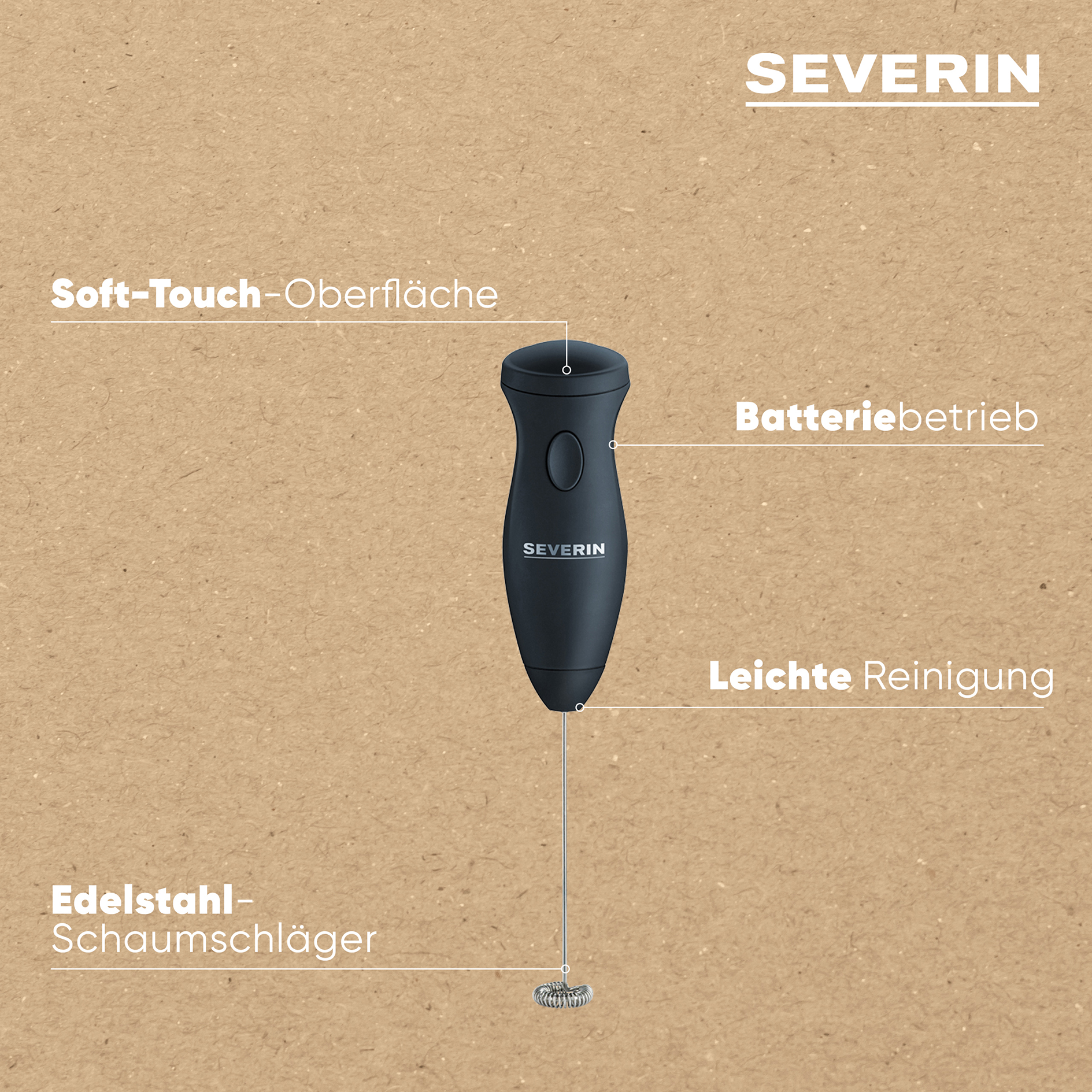 SEVERIN Milchaufschäumer SM 3590 - schwarz - batteriebetrieben